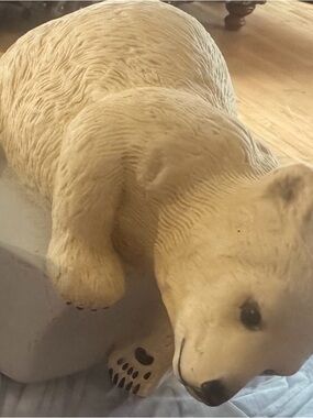 Ceramic Polar Bear Figurine in Cream and Black Accents. Eva Dalburg 1982